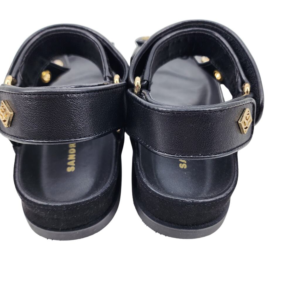 Sandro Paris Rhinestone Hook and Loop Flat Ielda Sandals Noir Size 36/6.5 - Picture 3 of 7